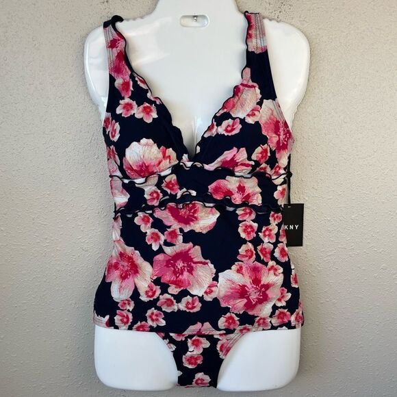 NWT DKNY Floral Tankini and Matching Swim Bottoms Multiple Sizes - Picture 1 of 8